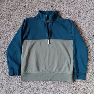 J Crew Crewcuts Kids Boys Quarter Zip Sweatshirt Blue Colorblock Large 10-11